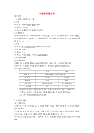 高考物理二轮复习 动量专题 动量和动量定理讲义-人教版高三全册物理教案