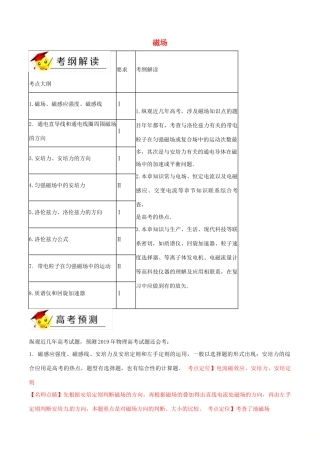 高考物理二轮复习 专题10 磁场（讲）（含解析）-人教版高三全册物理教案