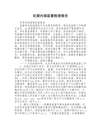 纪委内部监督检查报告