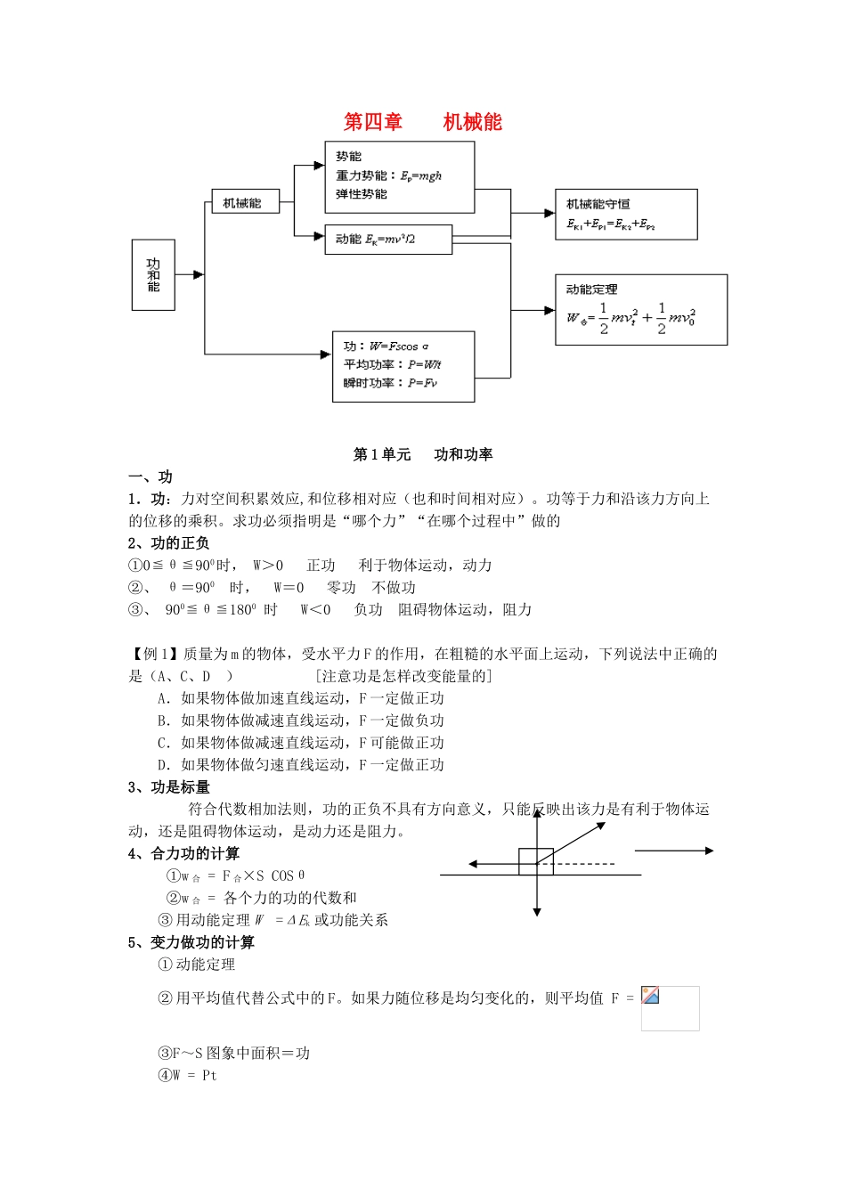 高考物理一轮复习 第四章 机械能 第1单元 功和功率教案-人教版高三全册物理教案_第1页