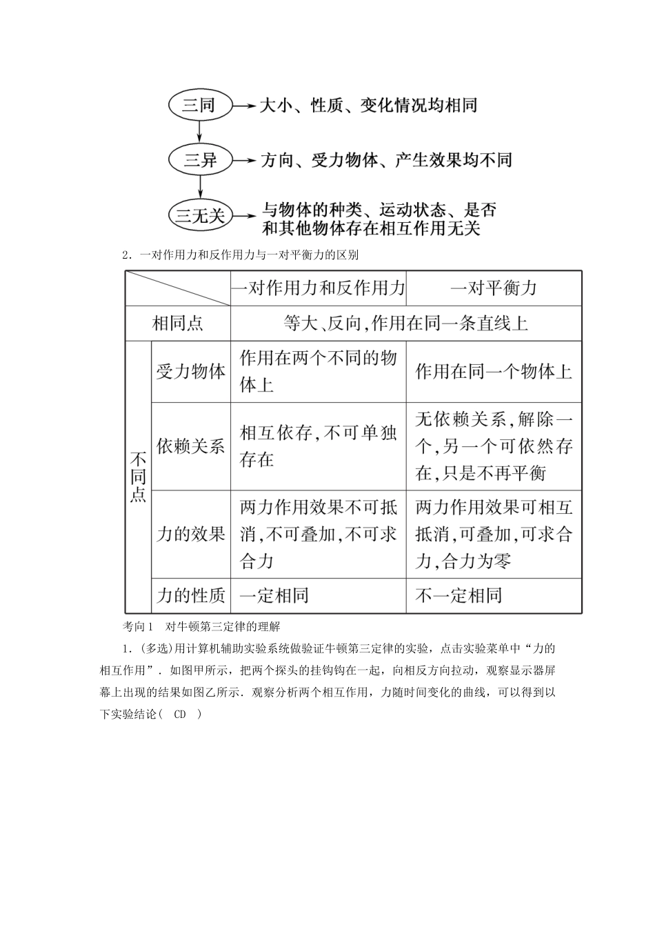 高考物理一轮复习 第三章 第1讲 牛顿第一定律 牛顿第三定律教案 新人教版-新人教版高三全册物理教案_第3页
