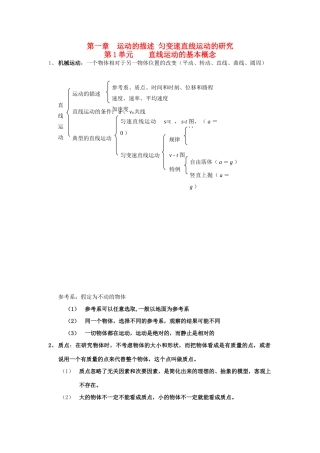 高考物理一轮复习 第一章 运动的描述 匀变速直线运动的研究 第1单元 直线运动的概念教案-人教版高三全册物理教案