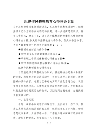 纪律作风整顿教育心得体会6篇