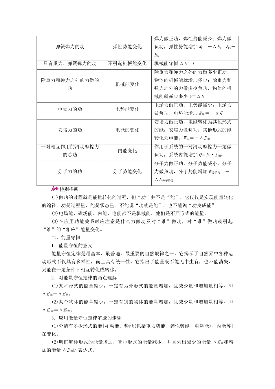 高考物理一轮复习 专题六 机械能及其守恒定律 考点4 功能关系 能量守恒定律教案-人教版高三全册物理教案_第2页