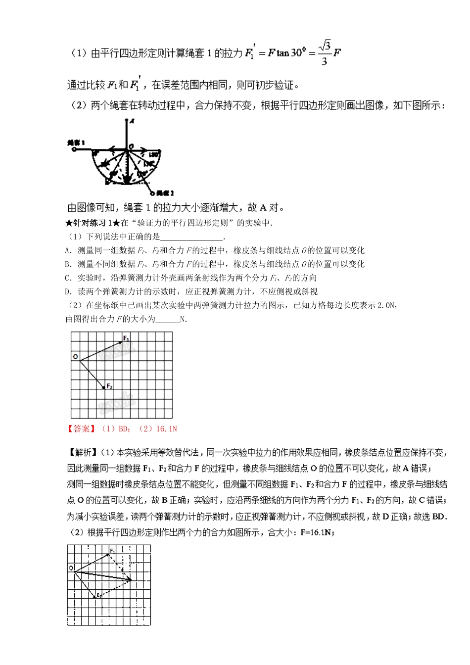 高考物理一轮复习 专题09 验证力的平行四边形定则（讲）（含解析）-人教版高三全册物理教案_第3页