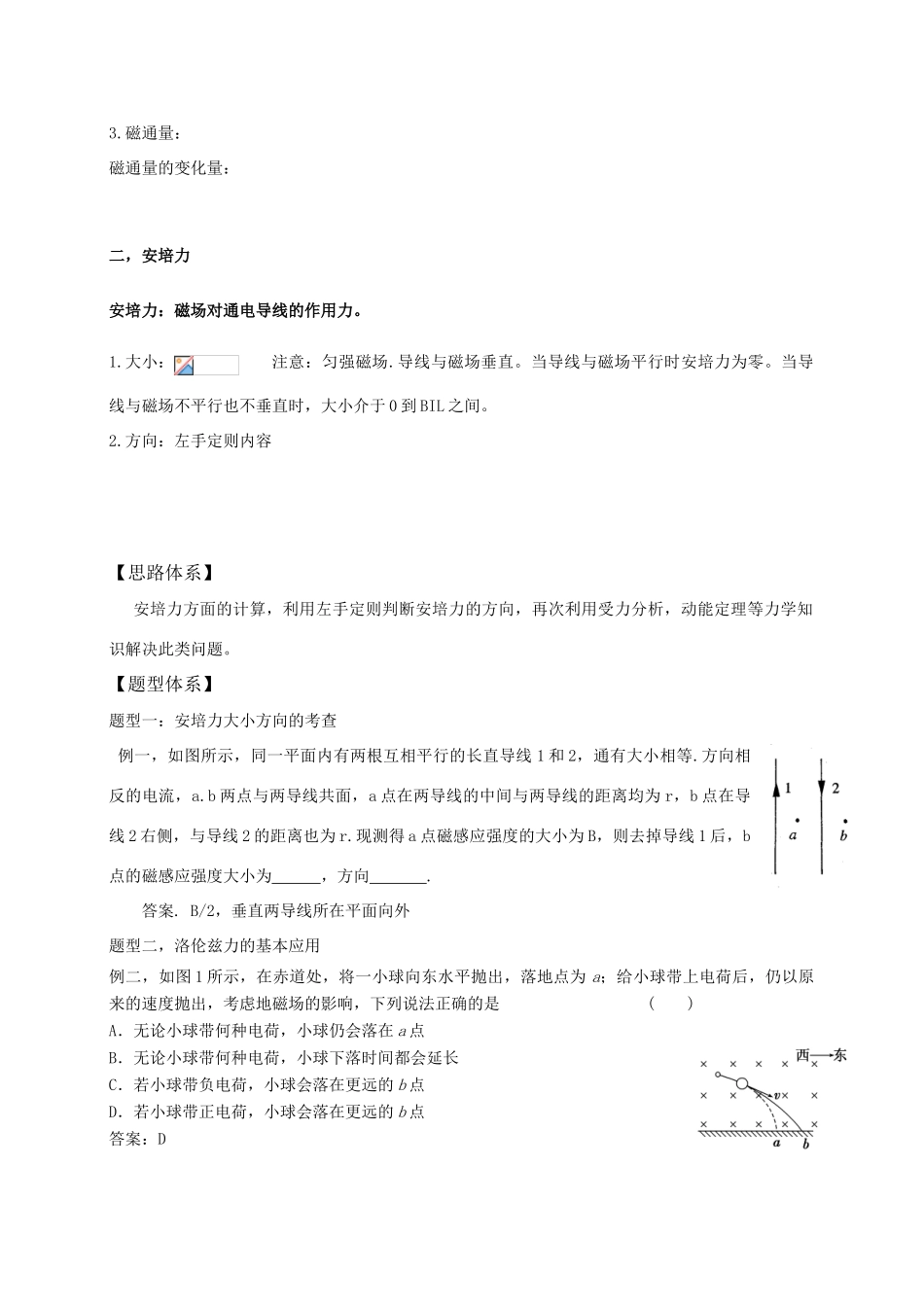 高考物理 第一讲安培力洛伦兹力教案 新人教版_第2页