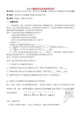 高考物理 磁场对运动电荷的作用教案 新人教版