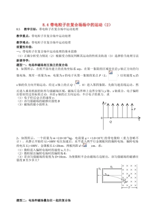 高考物理 带电粒子在复合场中的运动2教案 新人教版