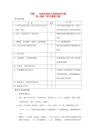 高考物理 专题一  各种性质的力和物体的平衡教案