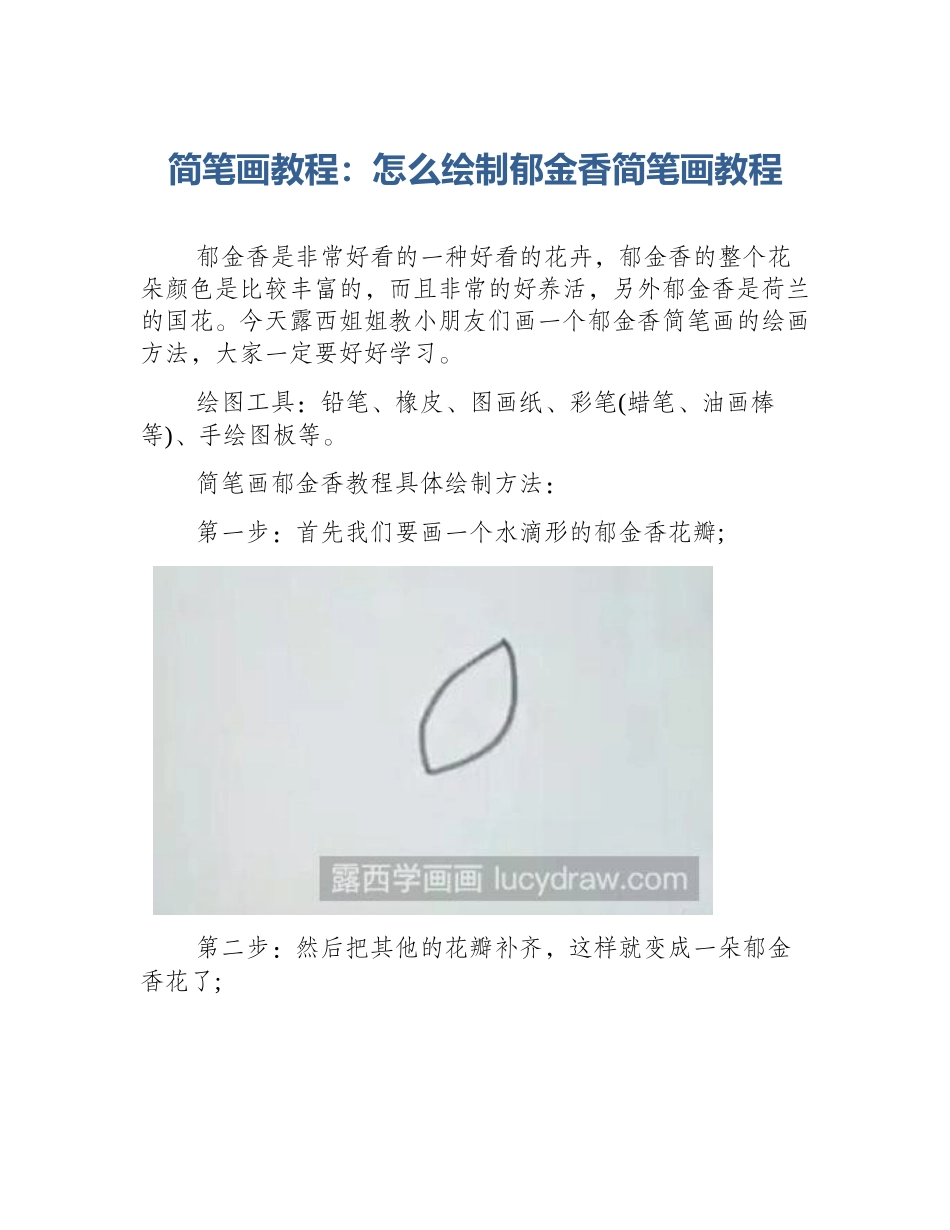 简笔画教程：怎么绘制郁金香简笔画教程_第1页