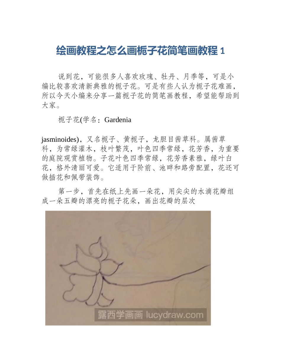 绘画教程之怎么画栀子花简笔画教程1_第1页