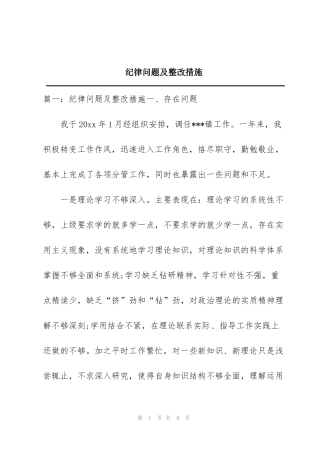 纪律问题及整改措施