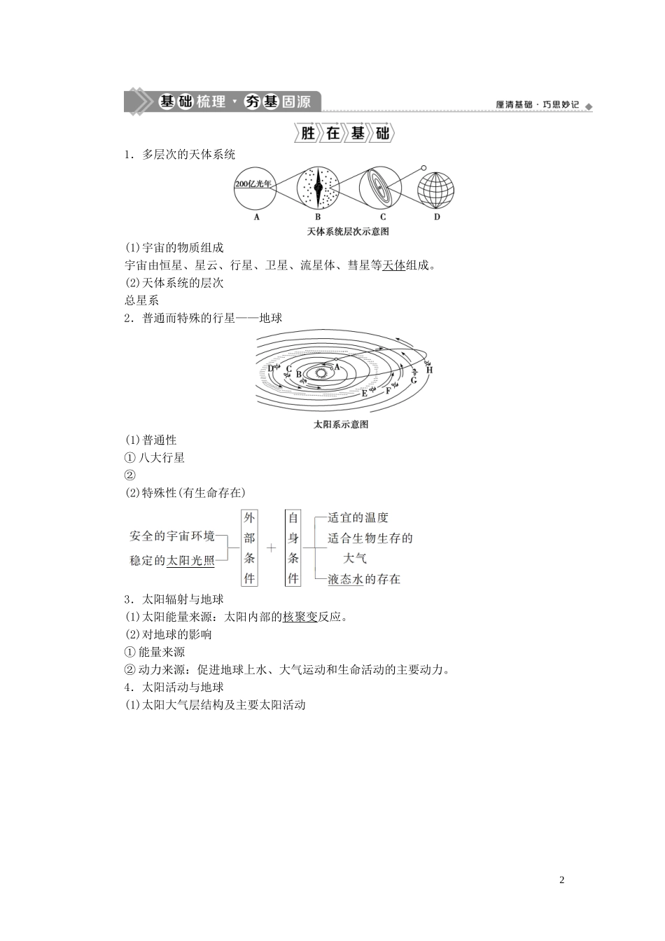 高考地理一轮复习 第一章 宇宙中的地球 第3讲 地球的宇宙环境、太阳对地球的影响和地球的结构教案 湘教版-湘教版高三全册地理教案_第2页