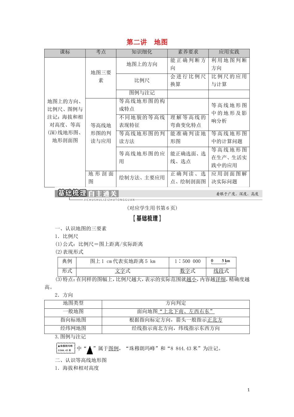 高考地理一轮复习 第1单元 从宇宙看地球（含地球和地图） 第2讲 地图教案 鲁教版-鲁教版高三全册地理教案_第1页