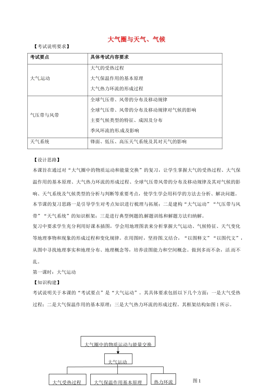 高考地理一轮复习 大气圈与天气、气候（第1课时）教案-人教版高三全册地理教案_第1页