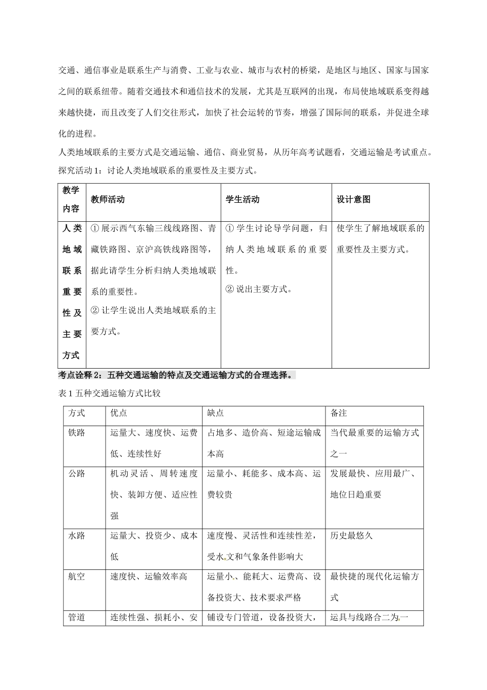 高考地理一轮复习 人类活动的地域联系（第1课时）教案-人教版高三全册地理教案_第3页