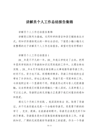 讲解员个人工作总结报告集锦