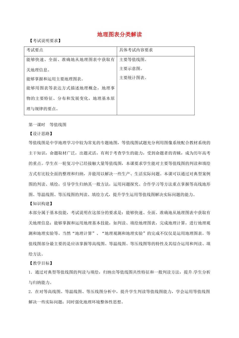高考地理 地理图表分类解读（第1课时）教案-人教版高三全册地理教案_第1页