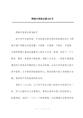 辉煌中国观后感200字