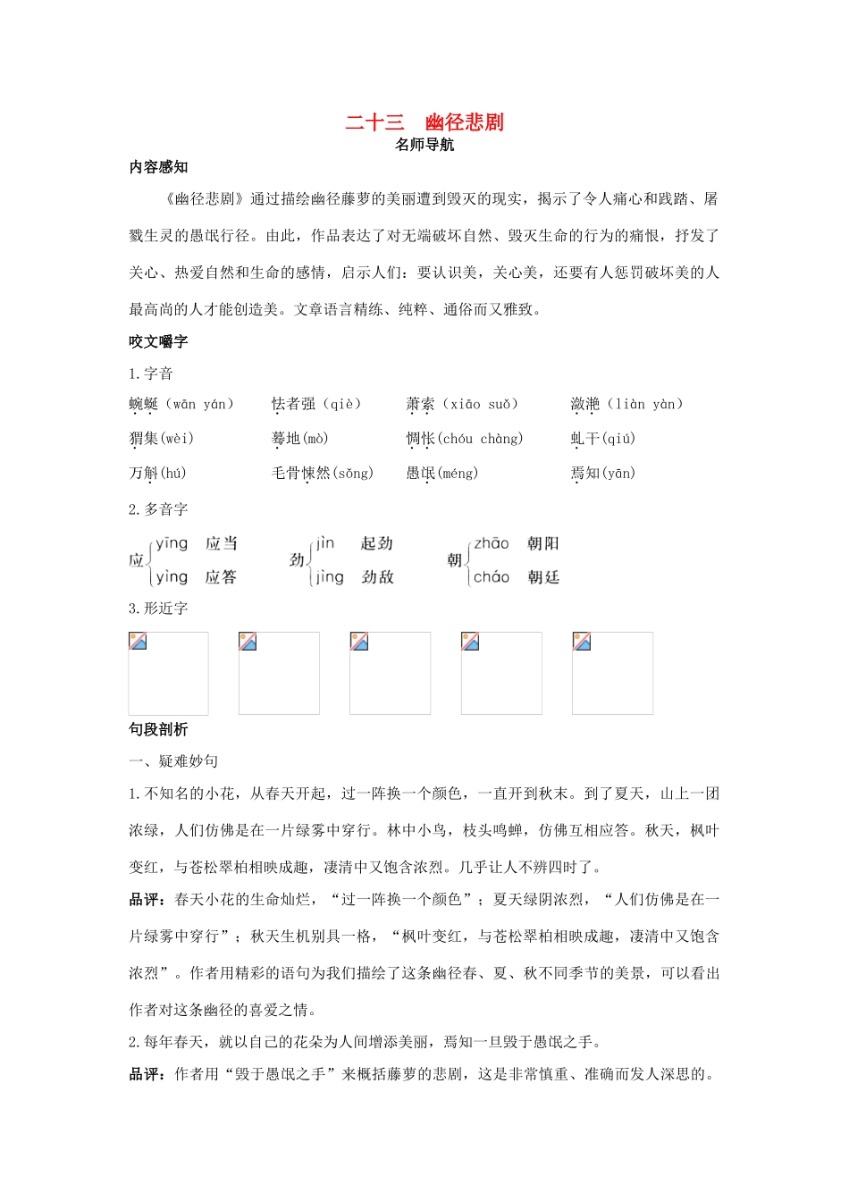 八年级语文上册 第二十三课 幽径悲剧名师导航 苏教版_第1页