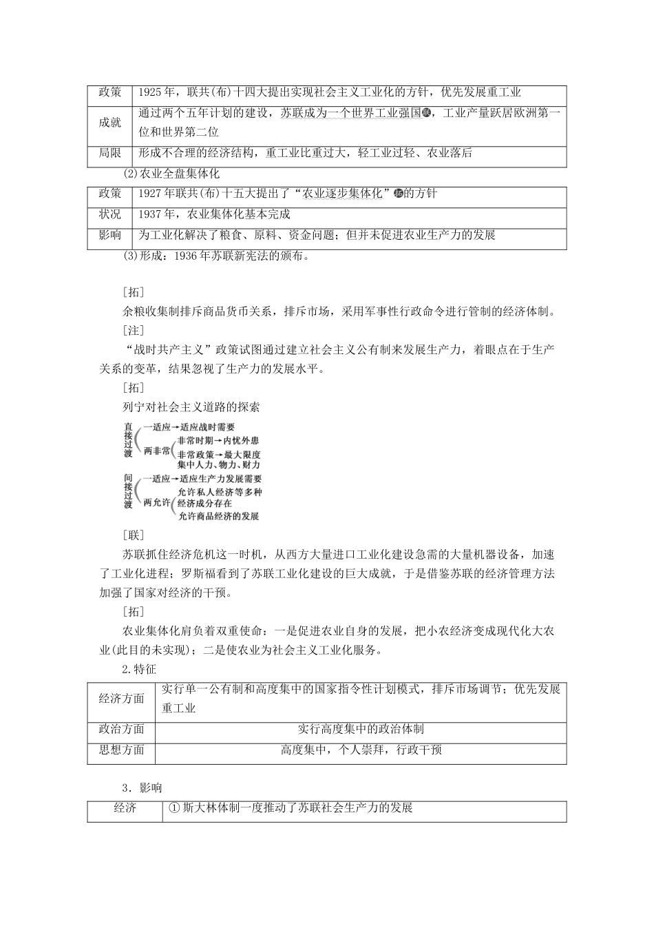 高考历史大一轮复习 专题十 资本主义运行机制的调节与苏联的社会主义建设 课题二十九 苏联社会主义建设的经验与教训教案（含解析）北师大版-北师大版高三全册历史教案_第2页