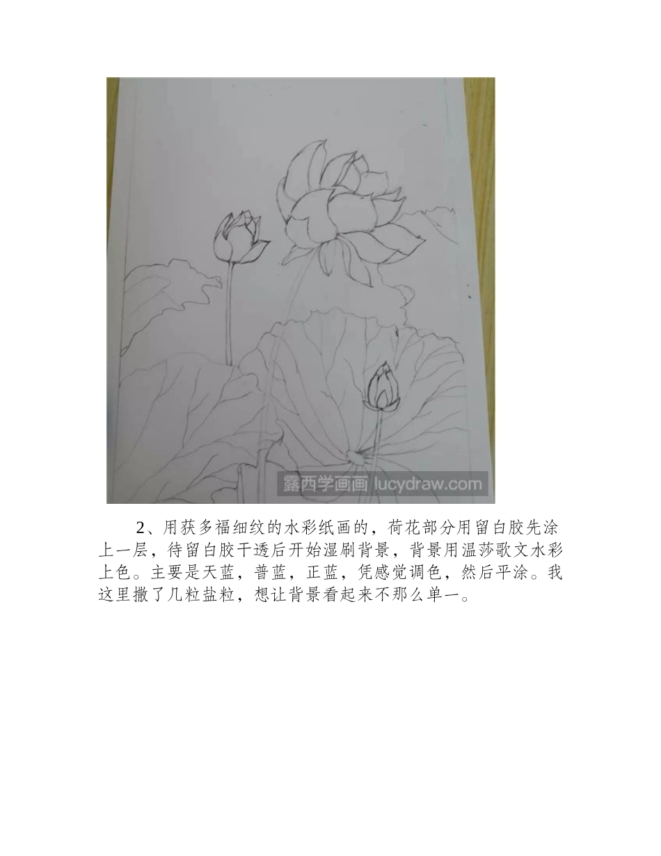 荷花水彩画怎么画_水彩荷花的绘画步骤详解！水彩画教程_第2页