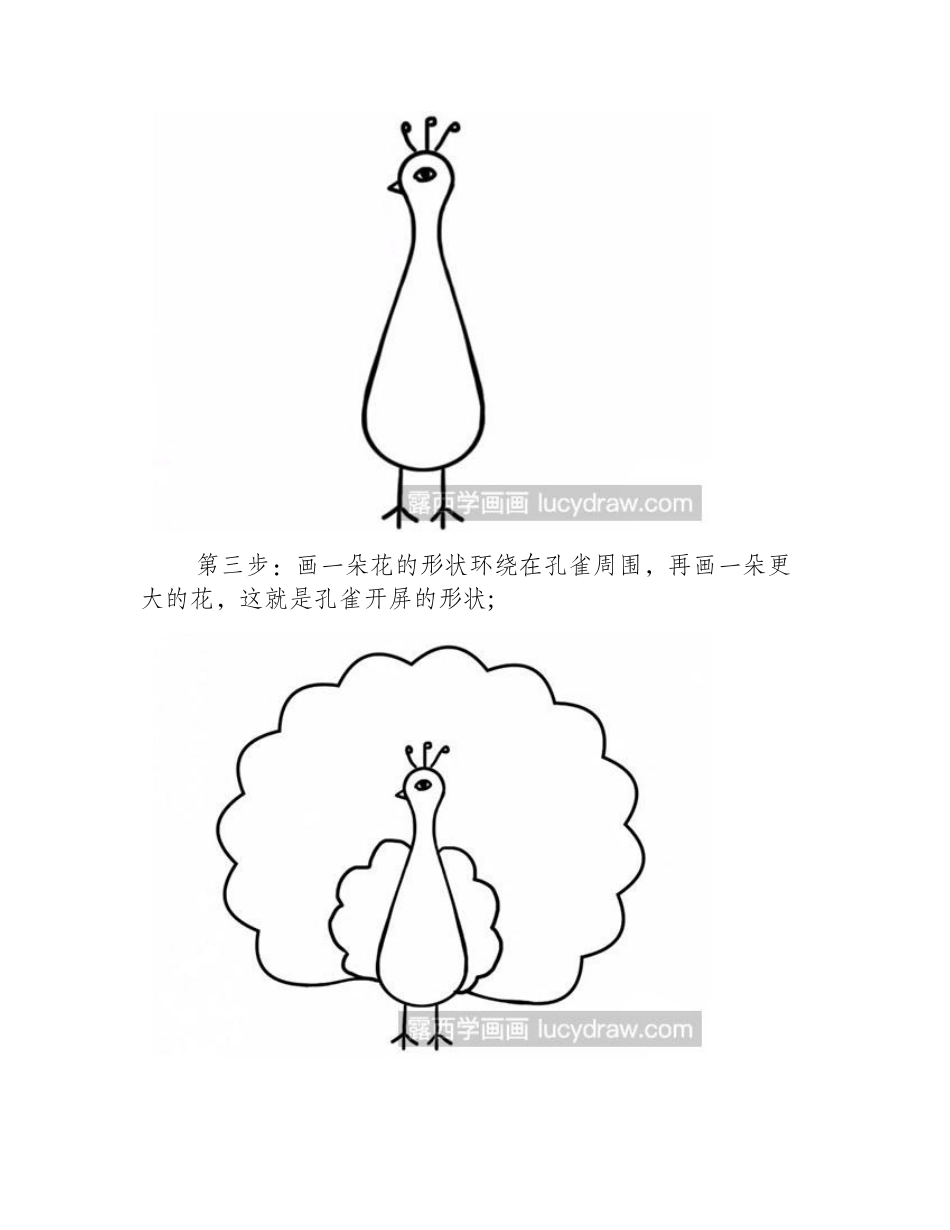 简笔画教程：怎么绘制孔雀简笔画教程_第2页