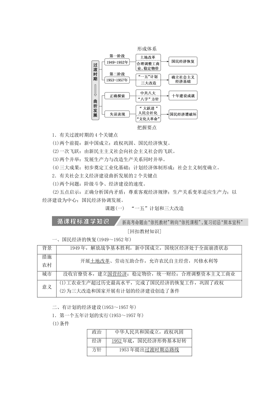 高考历史一轮复习 第八单元 中国特色社会主义建设的道路 第1讲 社会主义经济建设的发展与曲折讲义（含解析）新人教版必修2-新人教版高三必修2历史教案_第1页