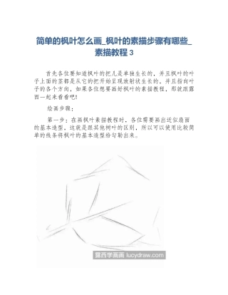 简单的枫叶怎么画_枫叶的素描步骤有哪些_素描教程3