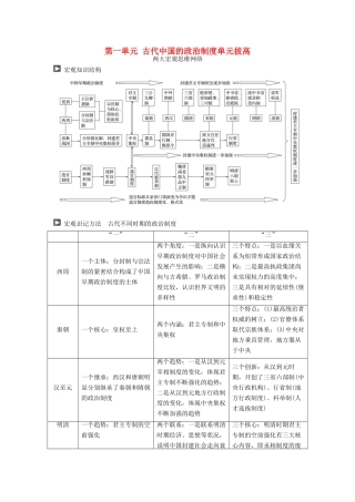 高考历史一轮复习 第一单元 古代中国的政治制度单元拔高教案 岳麓版-岳麓版高三全册历史教案