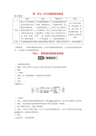 高考历史一轮复习 第一单元 古代中国的政治制度 考点1 夏商周时期的政治制度教案 岳麓版-岳麓版高三全册历史教案