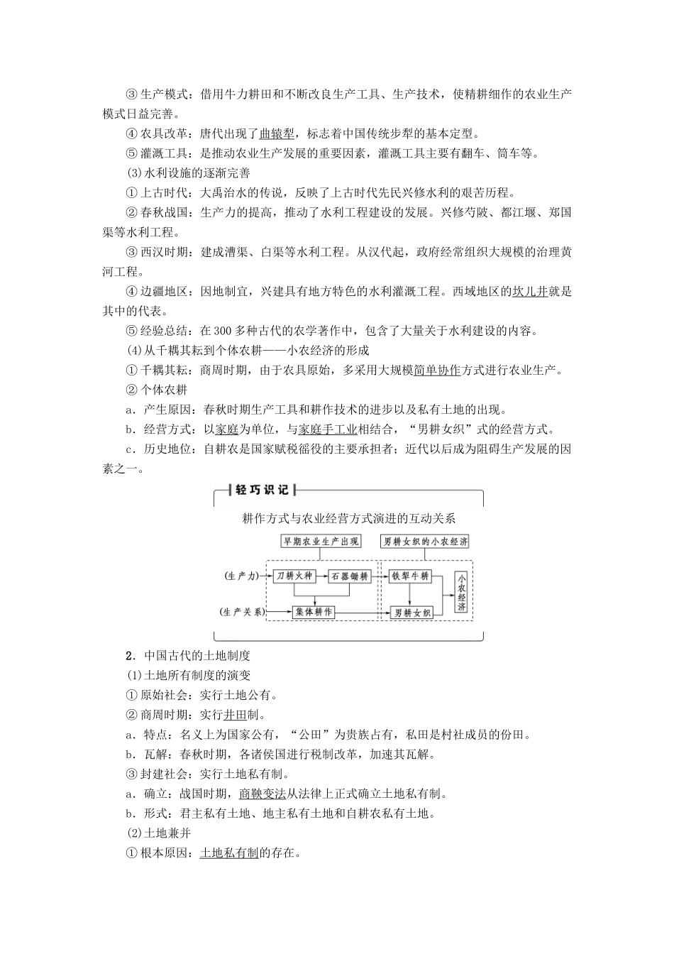 高考历史一轮复习 第6单元 中国古代的农耕经济 第12讲 精耕细作的古代农业和农耕时代的手工业教案 岳麓版-岳麓版高三全册历史教案_第2页