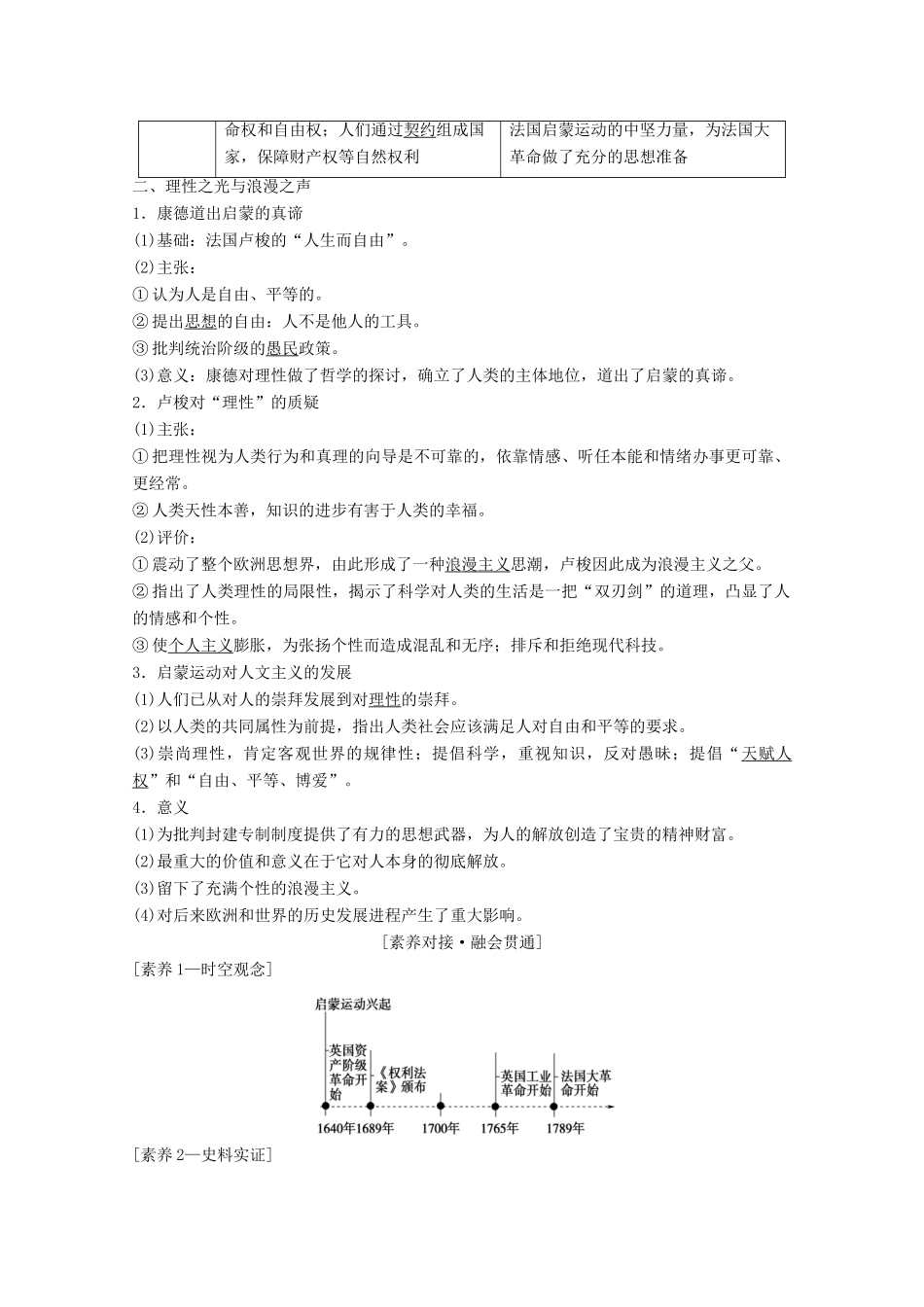 高考历史一轮复习 模块3 专题十四 西方人文精神的起源与发展 第29讲 专制下的启蒙及理性之光与浪漫之声教师用书（含解析）人民版-人民版高三全册历史教案_第2页