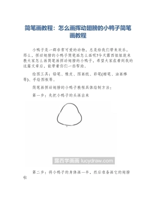 简笔画教程：怎么画挥动翅膀的小鸭子简笔画教程