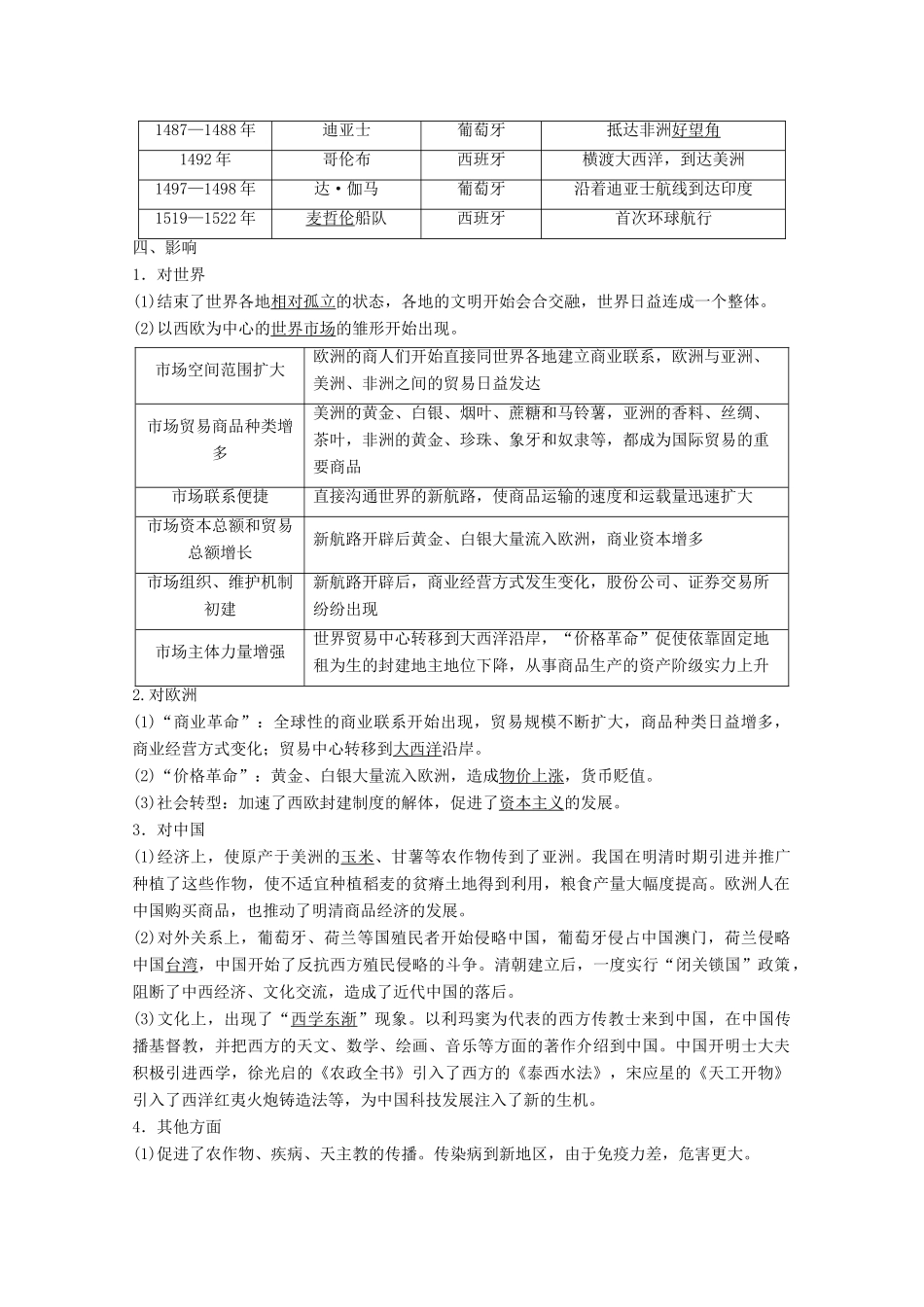 高考历史一轮复习 模块2 专题九 走向世界的资本主义市场 第18讲 开辟文明交往的航线和血与火的征服与掠夺教师用书（含解析）人民版-人民版高三全册历史教案_第2页