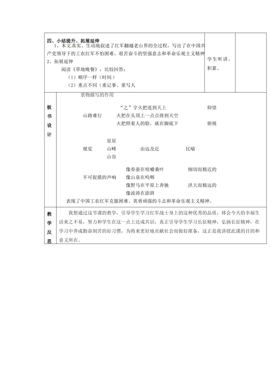 八年级语文上册 第3课《老山界》教案（2） 苏教版-苏教版初中八年级上册语文教案_第3页