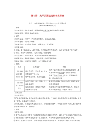 高考历史一轮复习 模块1 专题二 近代中国维护国家主权的斗争和民主革命 第4讲 太平天国运动和辛亥革命教师用书（含解析）人民版-人民版高三全册历史教案