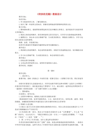 八年级语文上册 第26课《奇妙的克隆》教案设计 苏教版-苏教版初中八年级上册语文教案