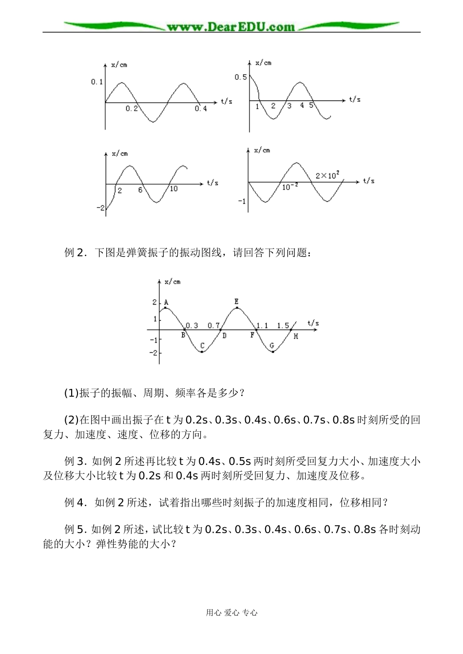 高二物理选修3-4 简谐运动图象的应用 教案_第2页