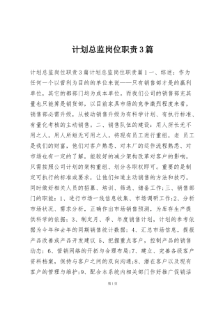 计划总监岗位职责3篇