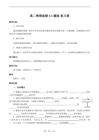高二物理选修3-1 磁场 复习课