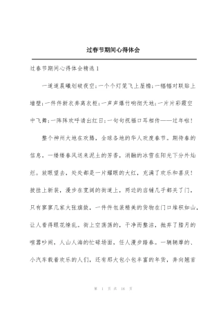 过春节期间心得体会