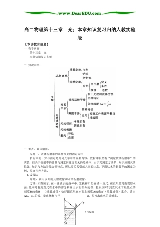 高二物理第十三章  光；本章知识复习归纳人教实验版知识精讲