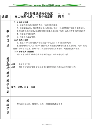高二物理 电荷、电荷守恒定律