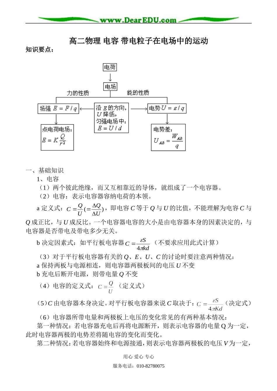 高二物理 电容 带电粒子在电场中的运动_第1页