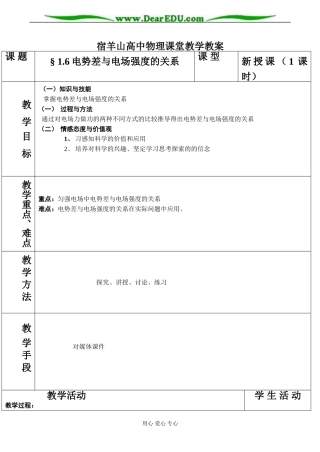 高二物理 电势差与电场强度的关系(1)