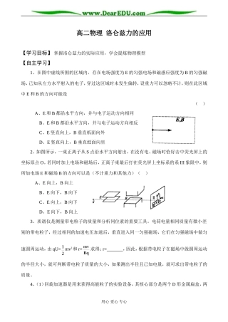 高二物理 洛仑兹力的应用