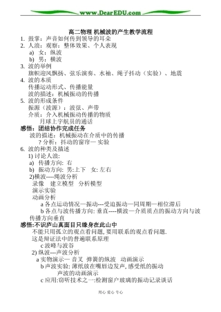 高二物理 机械波的产生教学流程
