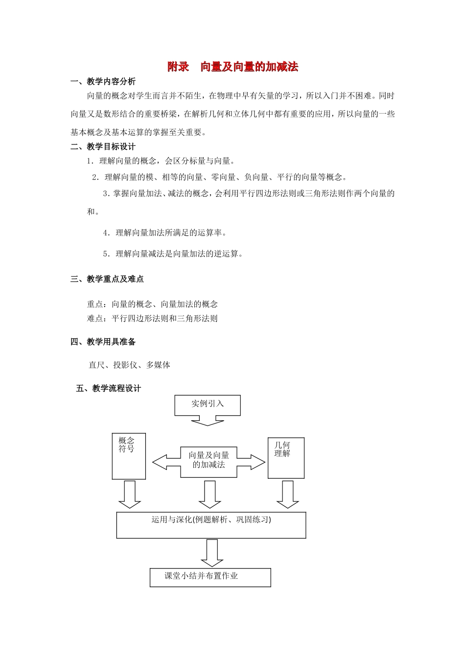 高二数学：8.1《向量及向量的加减法》教案（3）（沪教版上）_第1页