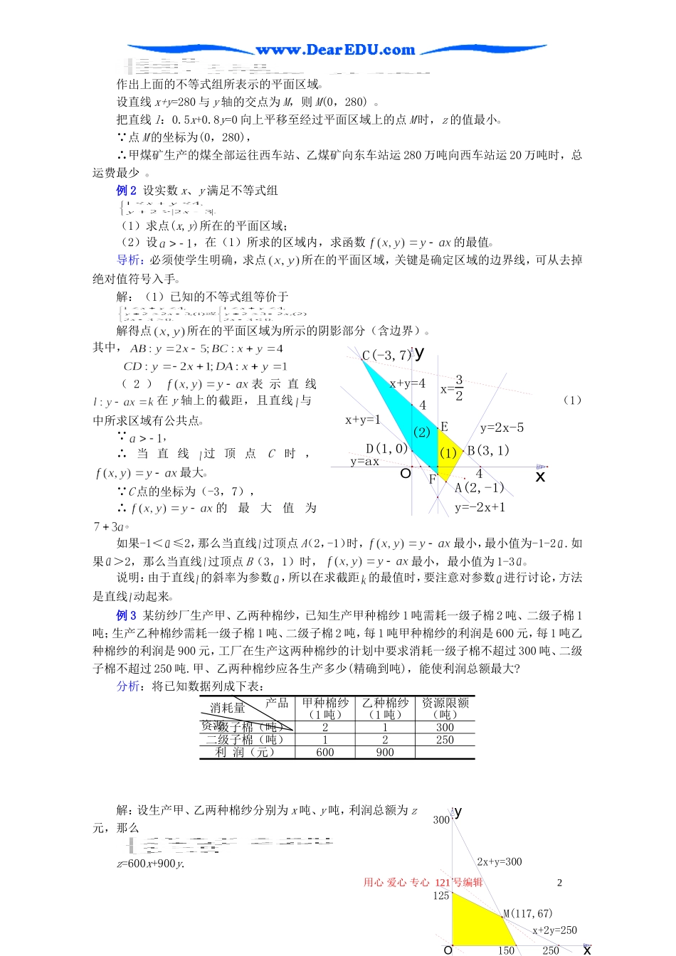 高二数学线性规划的实际应用教案_第2页